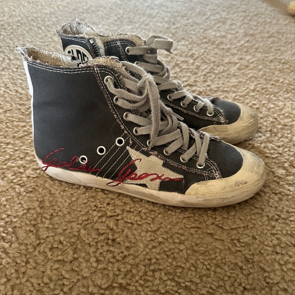 Golden Goose Gray High-Top Sneakers Retro Style
